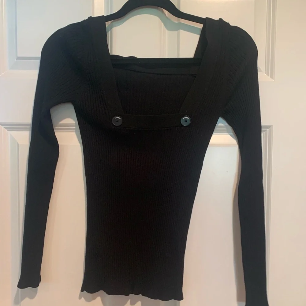 Black square neck sweater - Picture 2 of 4
